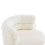 Fauteuil de coiffeuse en polaire peluche, avec dossier rond en forme de tonneau, base robuste, fauteuil pivotant pour salon, chambre à coucher