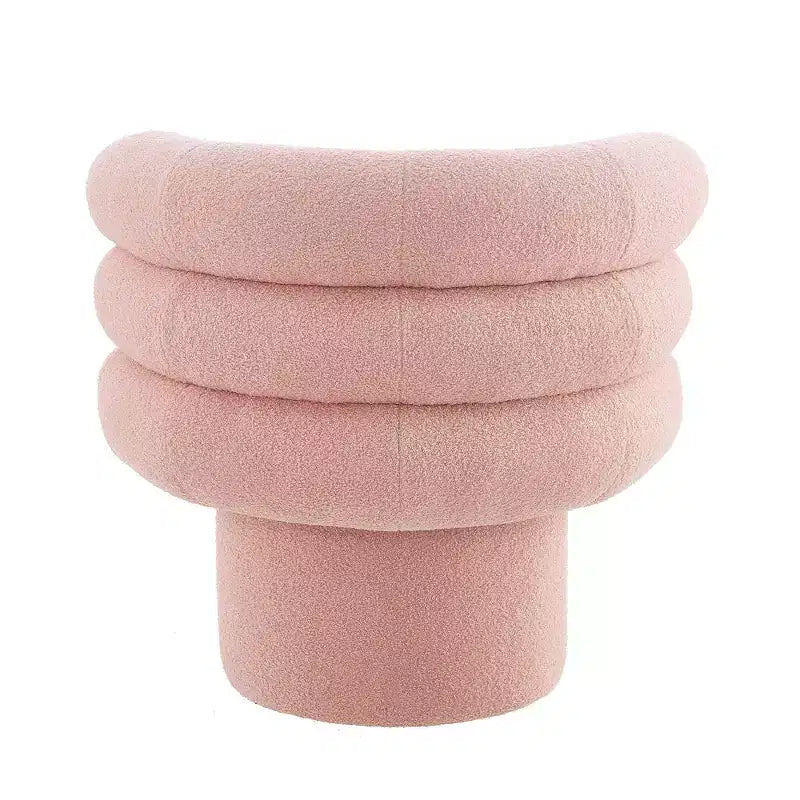 Plush Teddy Fleece Accent Vanity Chair - Lounge Swivel Chair with Round Barrel Back, Sturdy Base, Swivel Armchair for Living Room, Bedroom