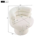 Fauteuil de coiffeuse en polaire peluche, avec dossier rond en forme de tonneau, base robuste, fauteuil pivotant pour salon, chambre à coucher