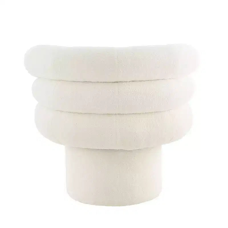 Plush Teddy Fleece Accent Vanity Chair - Lounge Swivel Chair with Round Barrel Back, Sturdy Base, Swivel Armchair for Living Room, Bedroom