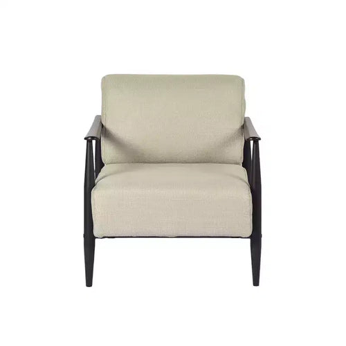 HomeRoots 28 Beige and Black Upholstered Cushion and Solid Wood Arm Chair
