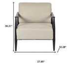 Fauteuil en bois massif avec coussin rembourré 28" beige et noir