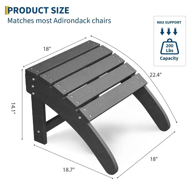 Acekool Dark Gray Outdoor Foot Rest Stool Made from HDPE Designed for Patio Porch Yard and Outdoor Seating Comfort