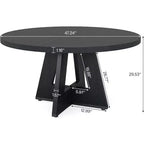 Table à manger ronde, plateau en bois de style ferme, base en croix, pour 4-6 personnes