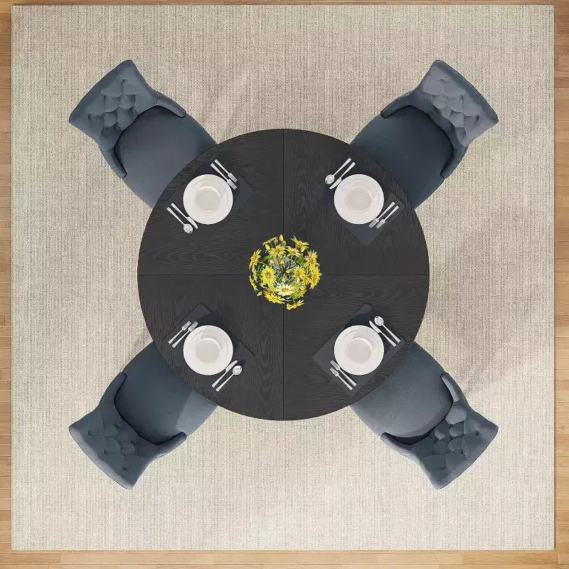Round Dining Table, Farmhouse Wood Tabletop Cross Base for 4-6 People