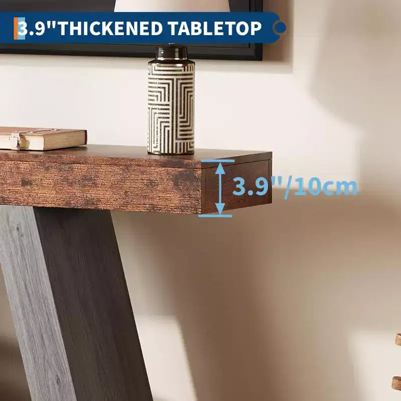 55" Farmhouse Console Table with 2-Tier Open Shelves, Narrow Sofa Table for Entryway, Hallway & Living Room