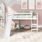 Lit mezzanine de taille double avec toboggan et clôture pour chambre d'enfant