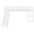 Lit mezzanine de taille double avec toboggan et clôture pour chambre d'enfant