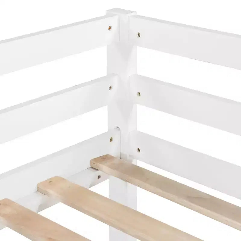 Twin Size Loft Bed with Slide and Fence for Kids' Room
