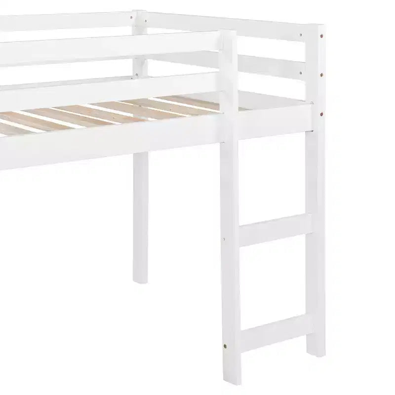 Twin Size Loft Bed with Slide and Fence for Kids' Room