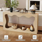 Console de 160 cm de long, Table d'appoint étroite en bois avec bord festonné, Style Ferme Moderne pour Couloir, Entrée et Salon