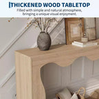 Console de 160 cm de long, Table d'appoint étroite en bois avec bord festonné, Style Ferme Moderne pour Couloir, Entrée et Salon