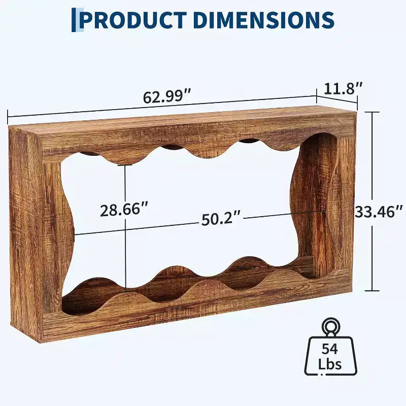 63 Inch Long Console Table, Narrow Wood Couch Table with Scalloped Edge, Modern Farmhouse Style for Hallway, Foyer & Living Room