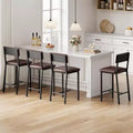 Upholstered Bar Stools, PU Leather Back & Footrest, Counter Height, Thickened Metal Legs for Kitchen Island & Bar