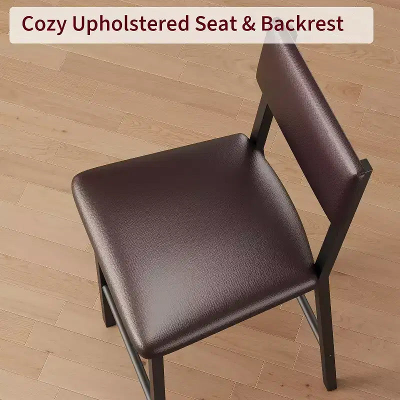 Upholstered Bar Stools, PU Leather Back & Footrest, Counter Height, Thickened Metal Legs for Kitchen Island & Bar