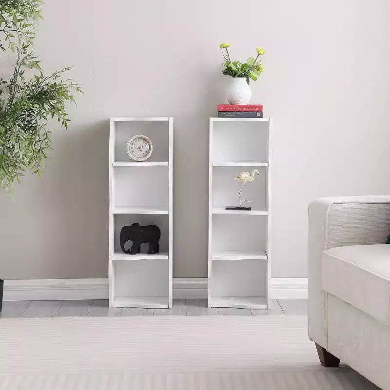 7-Tier Freestanding Bookcase with Wavy Border Design, Adjustable Shelves & Detachable Units