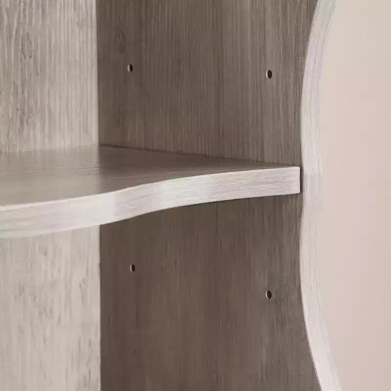 7-Tier Freestanding Bookcase with Wavy Border Design, Adjustable Shelves & Detachable Units