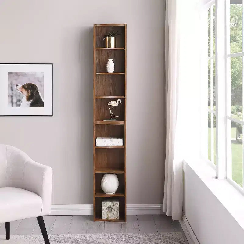 TUYOHW 7-Tier Freestanding Bookcase with Wavy Border Design,Bookshelf Storage Cabinet with Adjustable Shelves,Detachable Upper & Lower Units