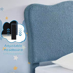 Cadre de lit simple rembourré pour enfants avec tête de lit festonnée