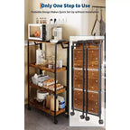 Étagère de rangement pliable en bois à 4 niveaux - Chariot de cuisine extensible avec roulettes verrouillables, étagères de garage robustes, capacité de charge de 45 kg