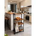 4-Tier Wooden Folding Storage Shelf Cart - Expandable Kitchen Organizer with Locking Wheels, Heavy Duty Garage Shelving, 100 Lbs Load Capacity