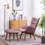 Fauteuil d'appoint capitonné moderne avec ottoman, fauteuil à dossier haut rembourré pour salon ou chambre à coucher