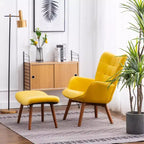 Fauteuil d'appoint capitonné moderne avec ottoman, fauteuil à dossier haut rembourré pour salon ou chambre à coucher