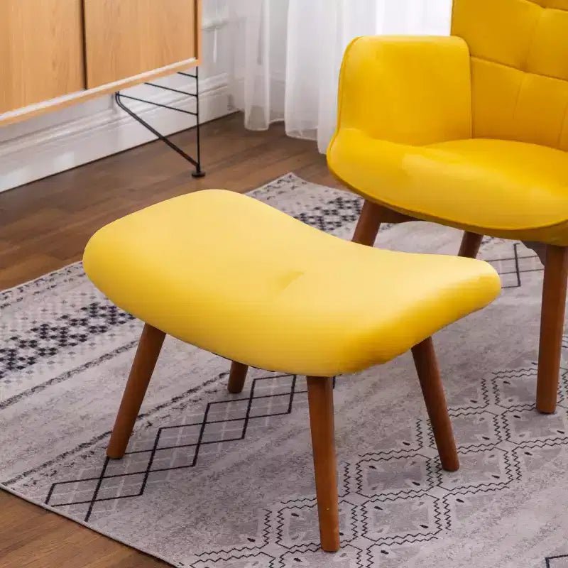 Modern Tufted Accent Chair with Ottoman, Upholstered Wingback Arm Chair for Living Room or Bedroom