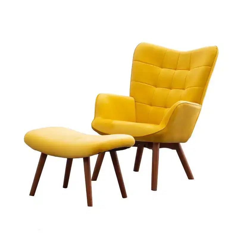 Modern Tufted Accent Chair with Ottoman, Upholstered Wingback Arm Chair for Living Room or Bedroom