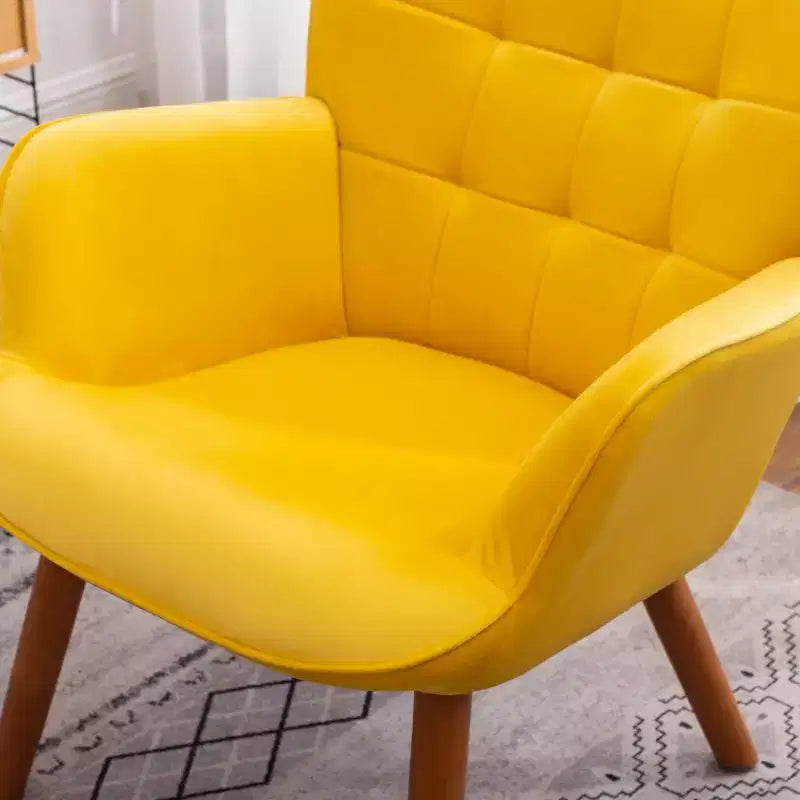 Modern Tufted Accent Chair with Ottoman, Upholstered Wingback Arm Chair for Living Room or Bedroom