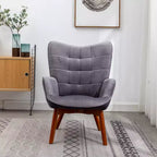 Fauteuil d'appoint capitonné moderne avec ottoman, fauteuil à dossier haut rembourré pour salon ou chambre à coucher