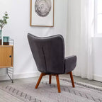 Fauteuil d'appoint capitonné moderne avec ottoman, fauteuil à dossier haut rembourré pour salon ou chambre à coucher
