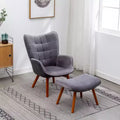 Modern Tufted Accent Chair with Ottoman, Upholstered Wingback Arm Chair for Living Room, Reading Chair for Bedroom or Apartment-Panipeachy