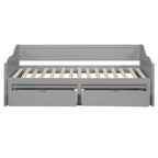 Lit de repos moderne en bois avec lit gigogne et 2 tiroirs de rangement pour salon