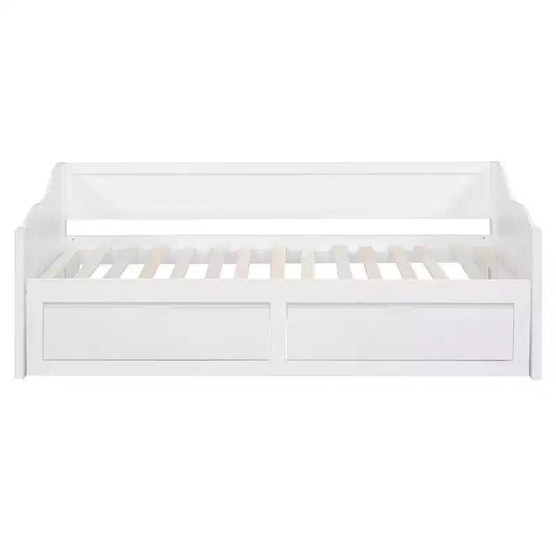 Modern Wood Daybed with Trundle Bed and 2 Storage Drawers for Living Room