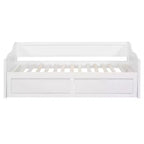 Lit de repos moderne en bois avec lit gigogne et 2 tiroirs de rangement pour salon