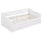 Lit de repos moderne en bois avec lit gigogne et 2 tiroirs de rangement pour salon