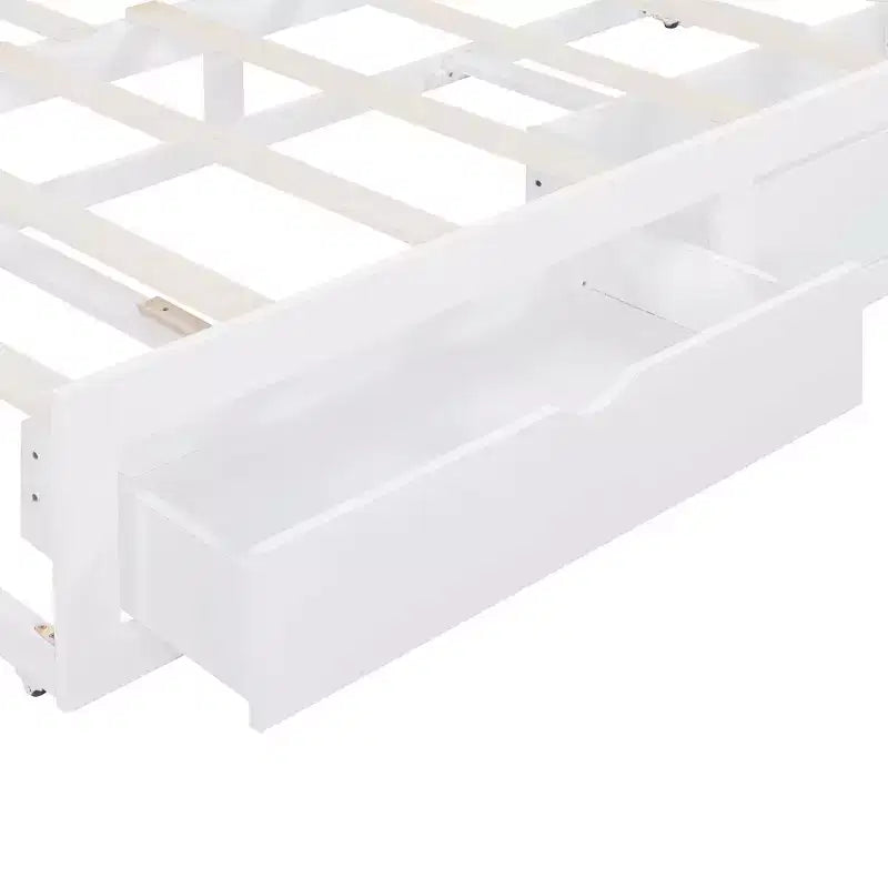 Modern Wood Daybed with Trundle Bed and 2 Storage Drawers for Living Room