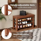 Banc à Chaussures en Bois Massif avec Rangement, Charge Maximale 250 kg – Meuble d'Entrée Robuste