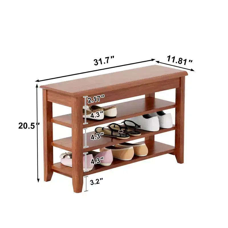 550lb Load-Bearing Solid Wood Shoe Bench with Storage – Heavy-Duty Entryway Shoe Rack