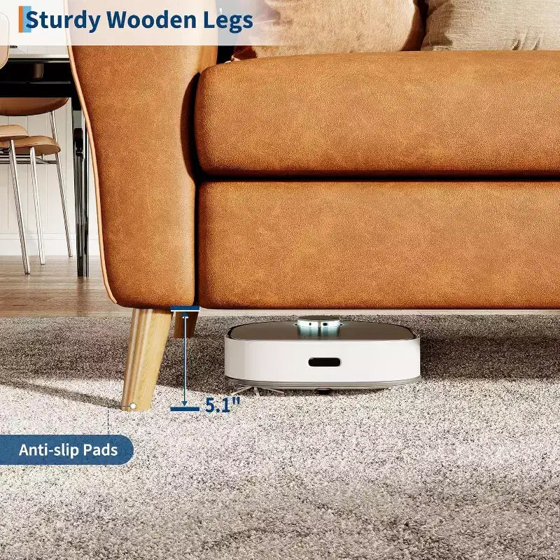 3 Seater Sofa with Wide Armrests, Wood Legs & Deep Seats