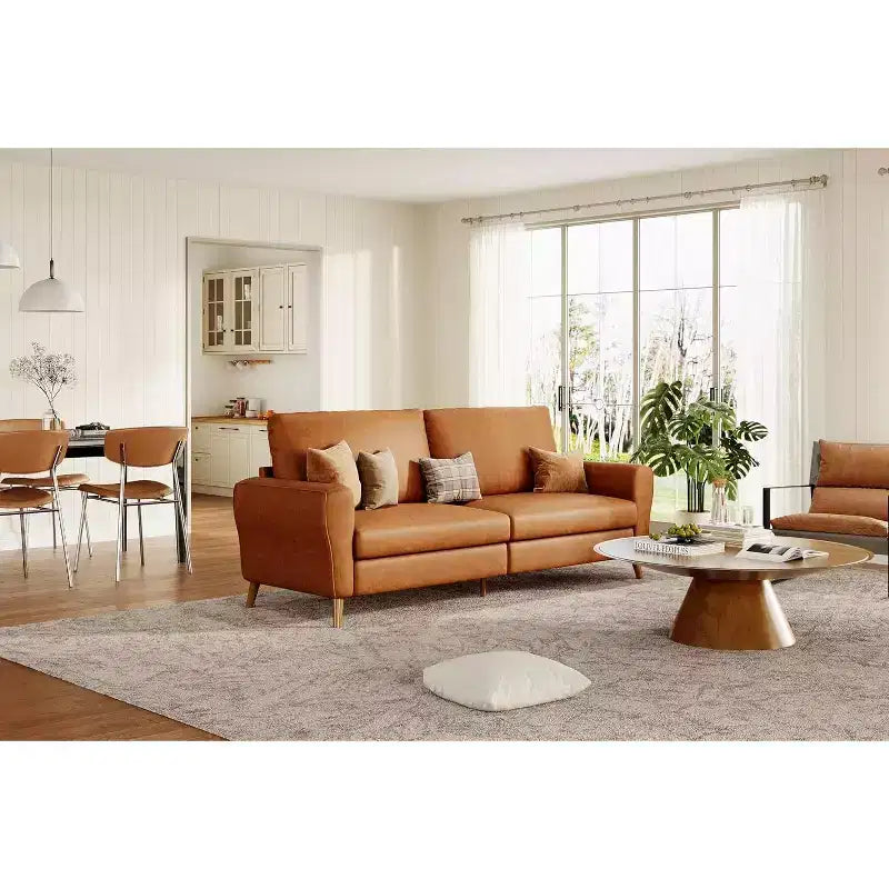 3 Seater Sofa with Wide Armrests, Wood Legs & Deep Seats