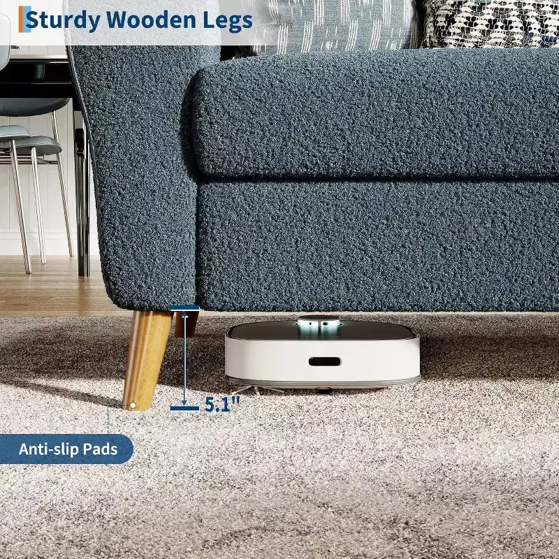 3 Seater Sofa with Wide Armrests, Wood Legs & Deep Seats