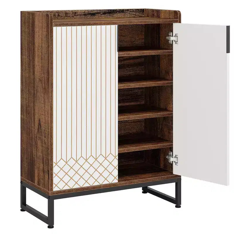 Modern Shoe Cabinet with Doors, 5-Tier Modern Shoe Rack Organizer