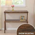 Table d'appoint en bois massif, table de chevet à 2 niveaux avec étagère de rangement