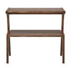 Table d'appoint en bois massif, table de chevet à 2 niveaux avec étagère de rangement