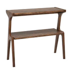 Table d'appoint en bois massif, table de chevet à 2 niveaux avec étagère de rangement