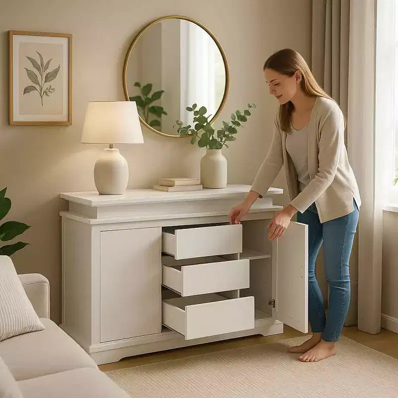 5-Drawer Nightstand Farmhouse Dresser with USB Charging Port, Modern End Table for Bedroom