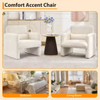 Fauteuil en chenille avec accoudoirs et oreiller lombaire – Canapé simple pour salon, chambre, bureau ou appartement