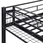 Lit mezzanine double en métal avec étagère de rangement et escalier